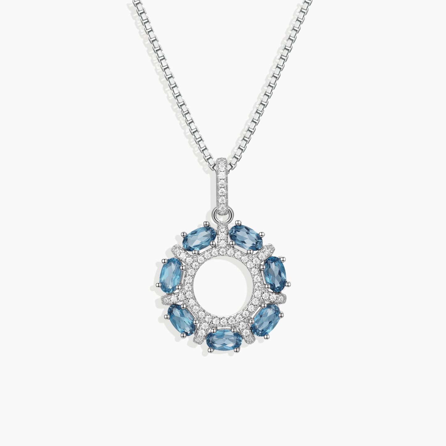 London Blue Topaz Galaxy Pendant Necklace in Sterling Silver