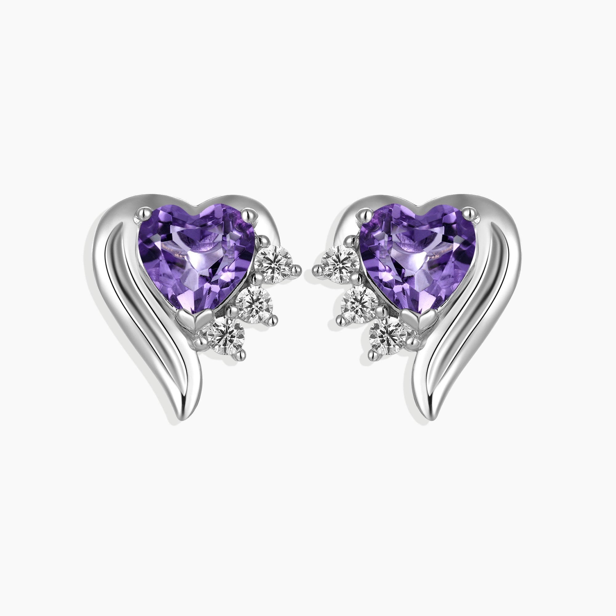 Amethyst heart store shaped earrings