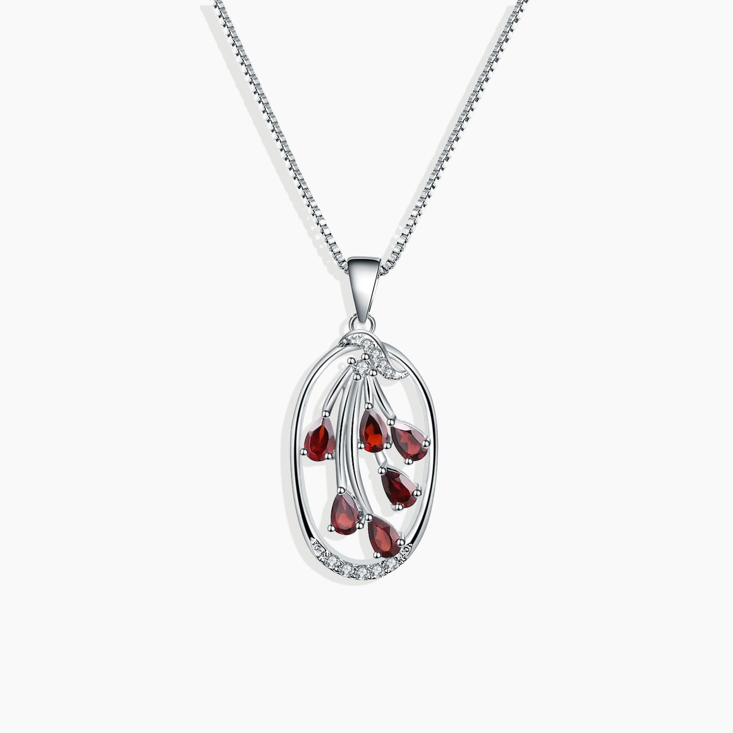 Garnet Triumph Necklace in Sterling Silver