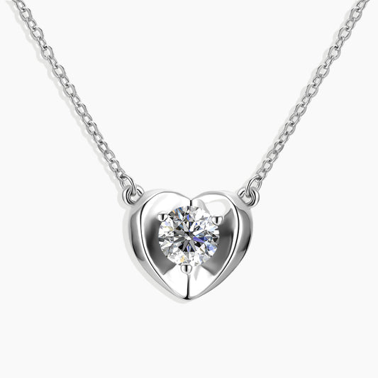 Moissanite 1ct. Heart Pendant Necklace in Sterling Silver