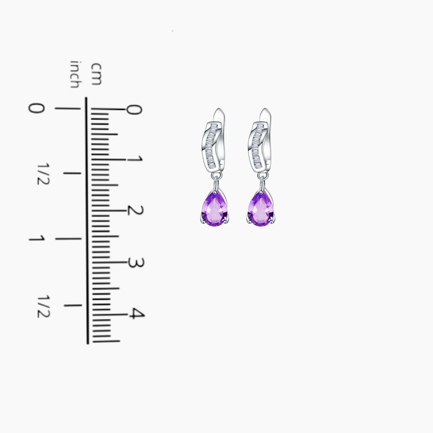 Amethyst Pear Cut Drop Earrings in Sterling Silver