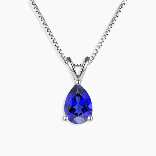 Irosk Pear Cut Necklace in Sterling Silver -  Tanzanite