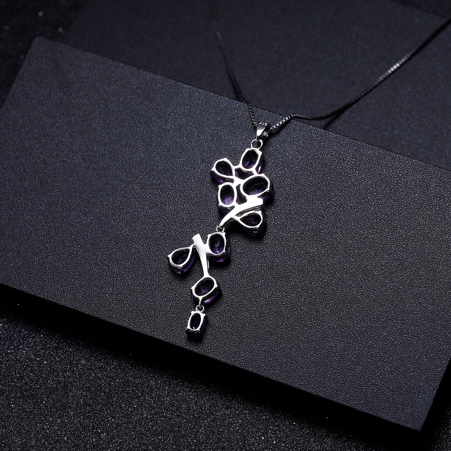 Amethyst Oval Cut Snowflake Necklace in Sterling Silver