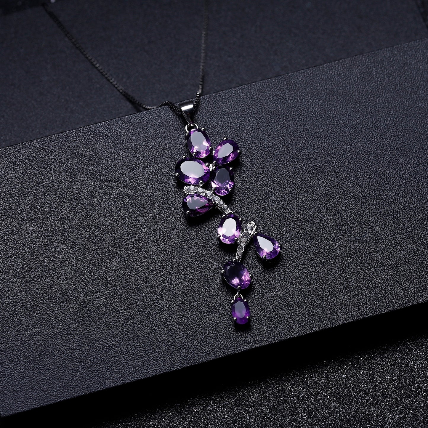 Amethyst Oval Cut Snowflake Necklace in Sterling Silver