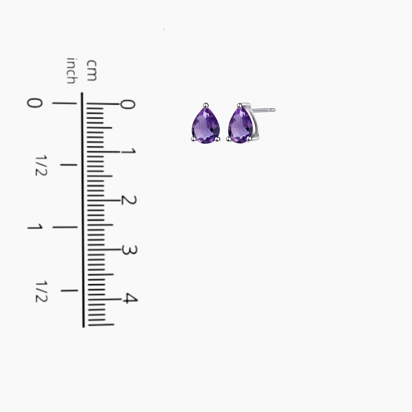 Pear Cut Stud Earrings in Sterling Silver -  Amethyst