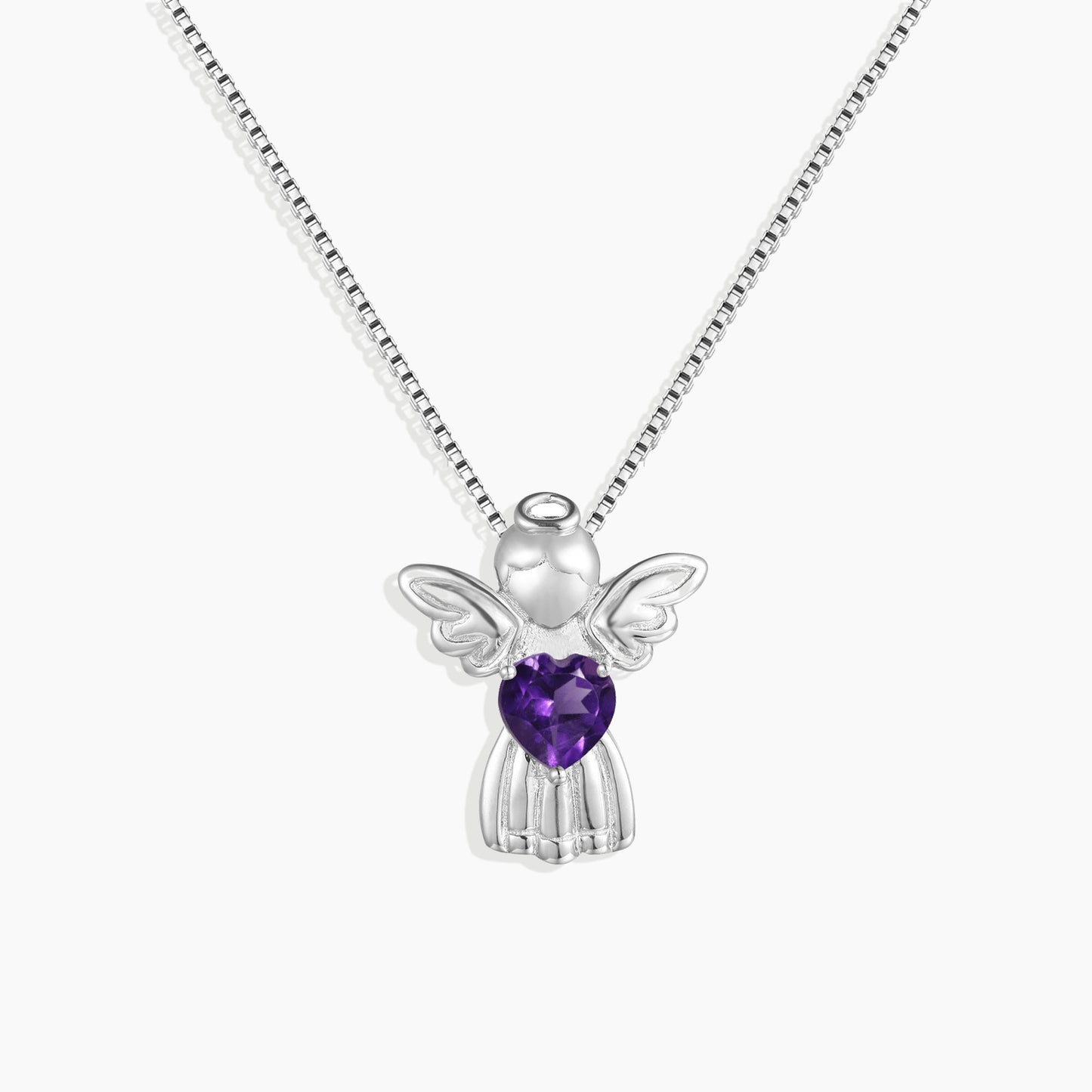 Amethyst Angel Necklace in Sterling Silver