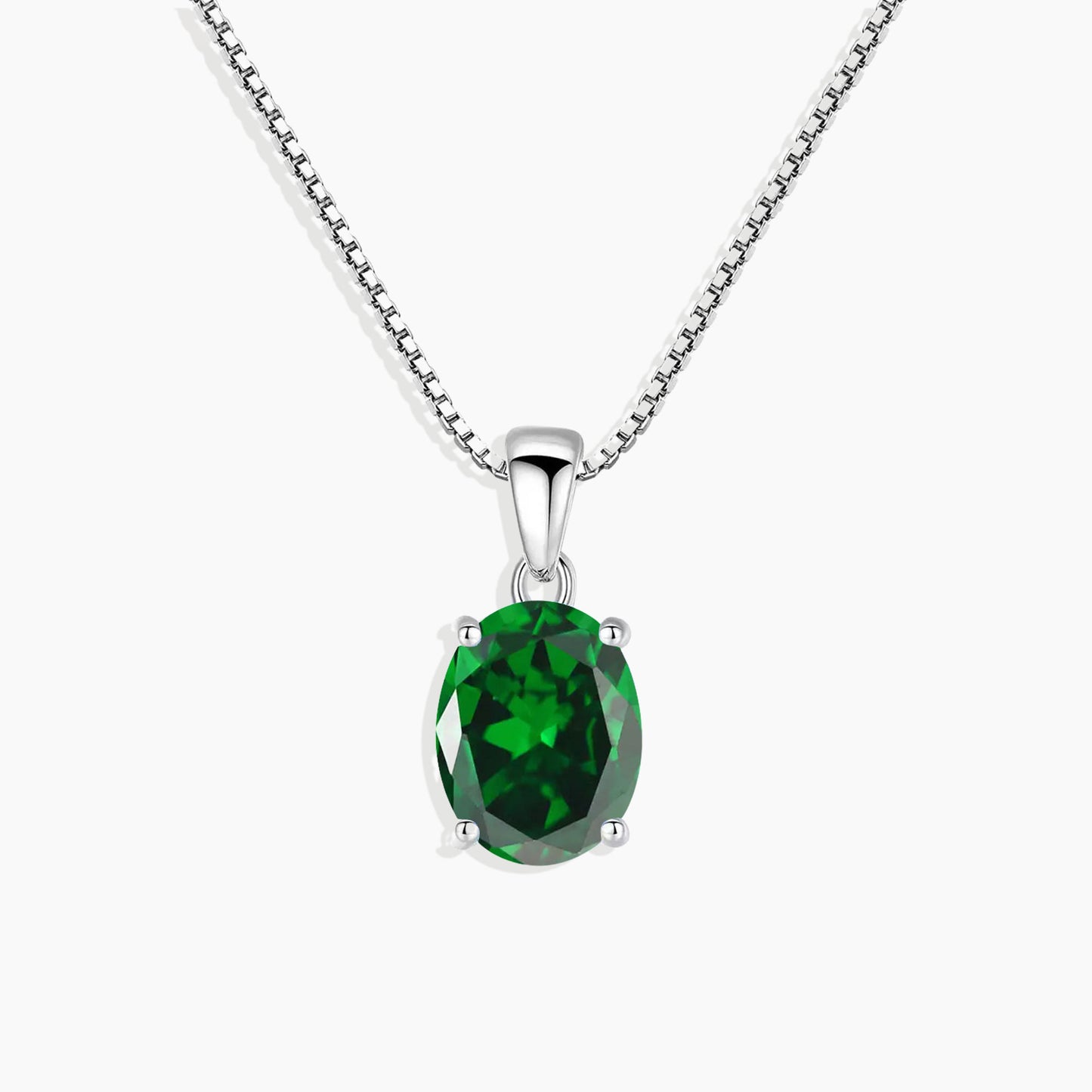 Irosk Oval Cut Necklace in Sterling Silver -  Emerald