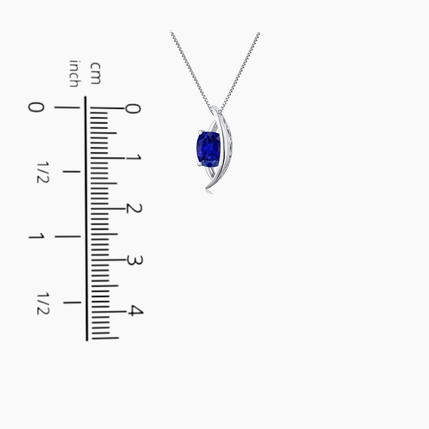 Sapphire Cushion Cut Globe Necklace in Sterling Silver