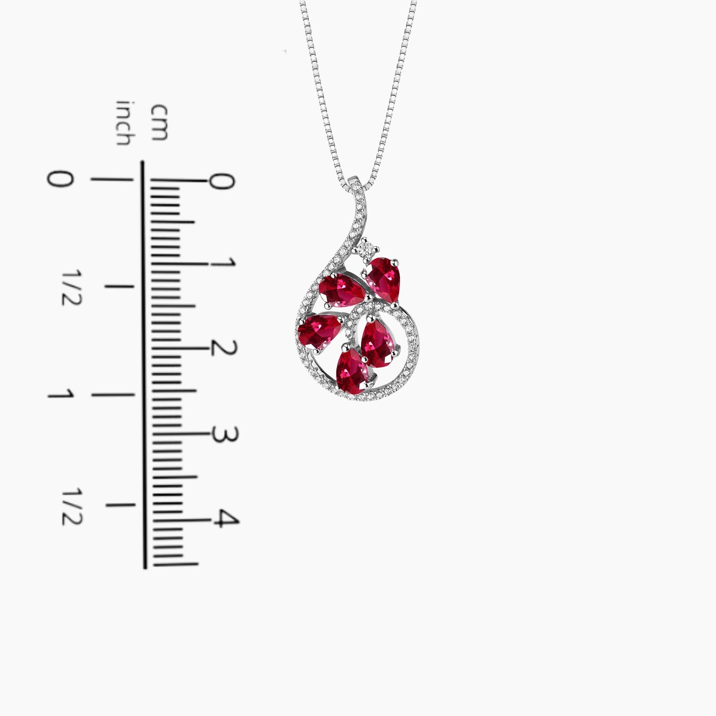 Ruby Dewdrop Necklace in Sterling Silver