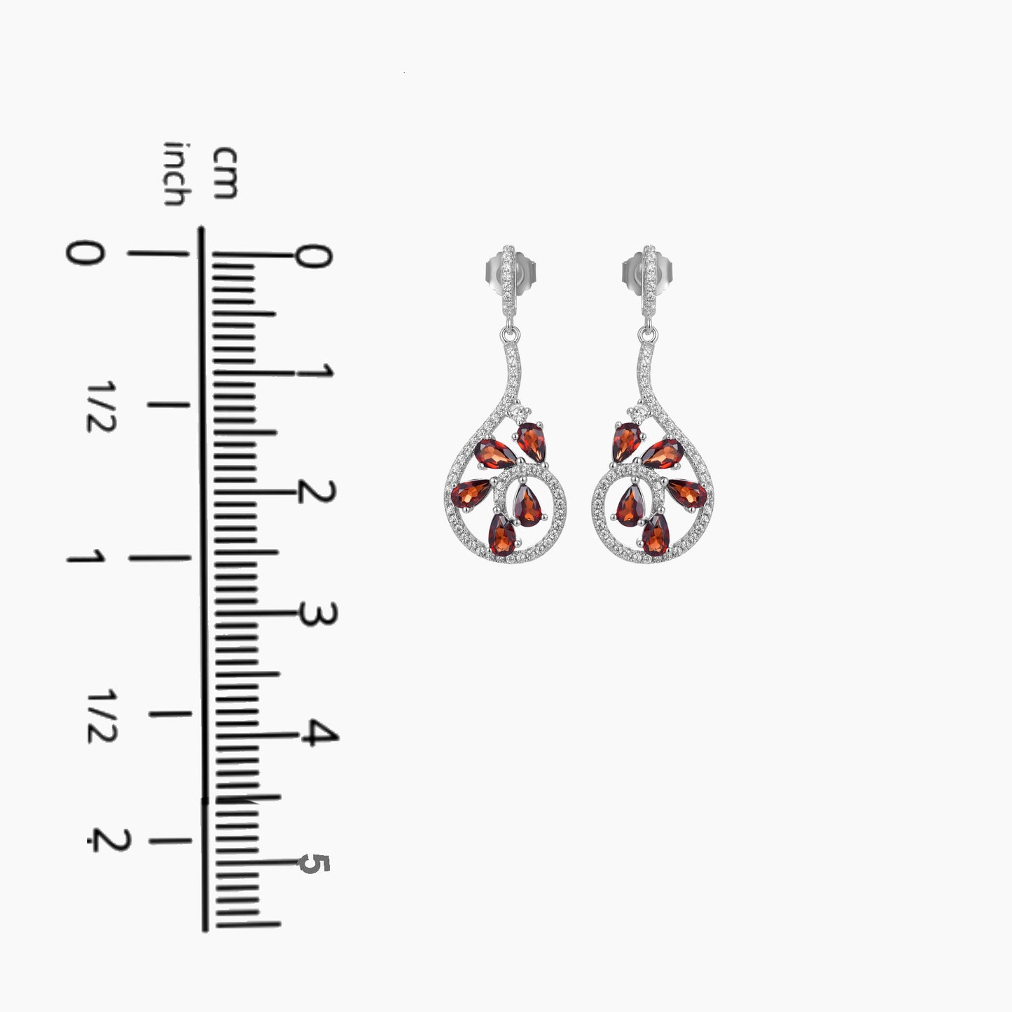 Garnet Dewdrop Earrings in Sterling Silver