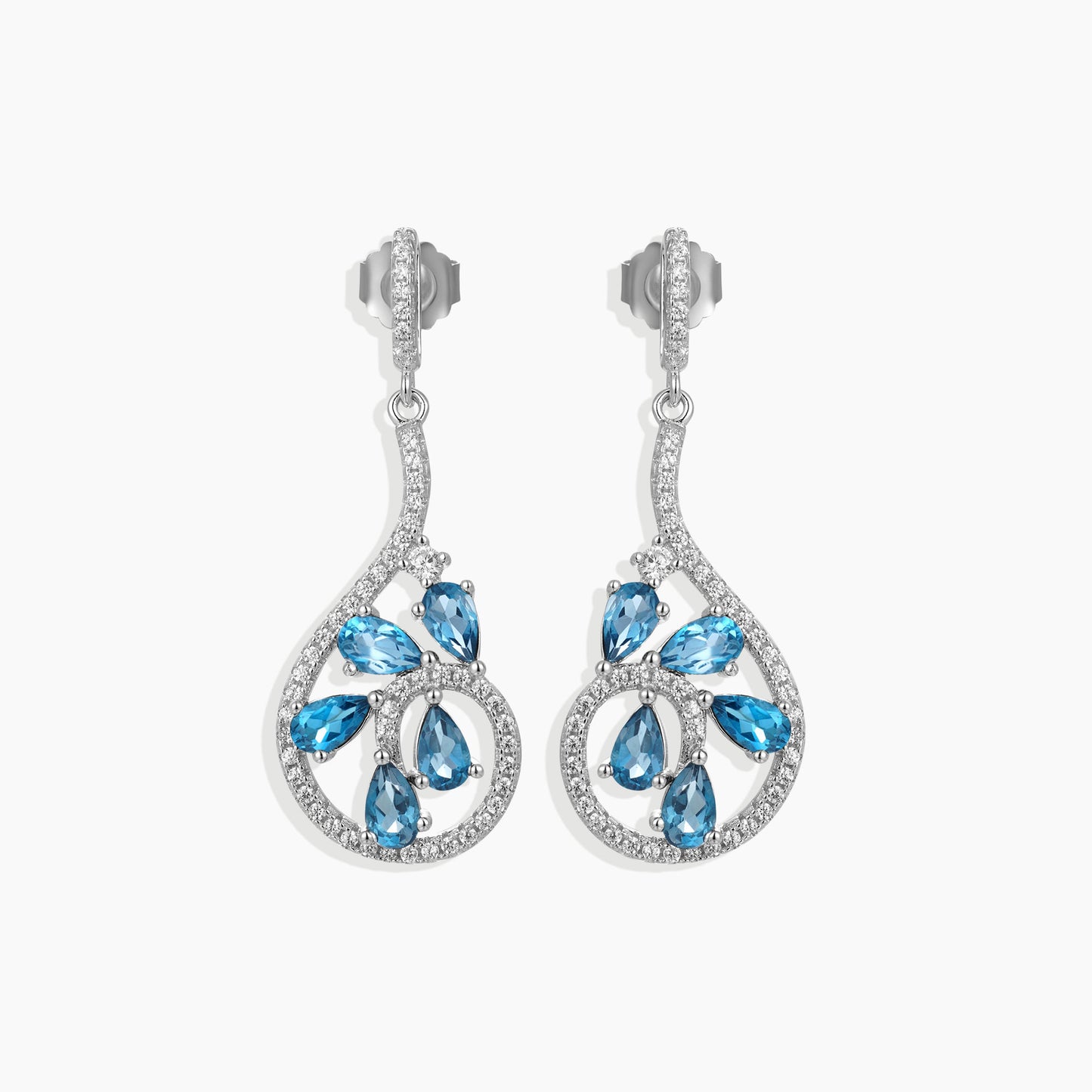 London Blue Topaz Dewdrop Earrings in Sterling Silver