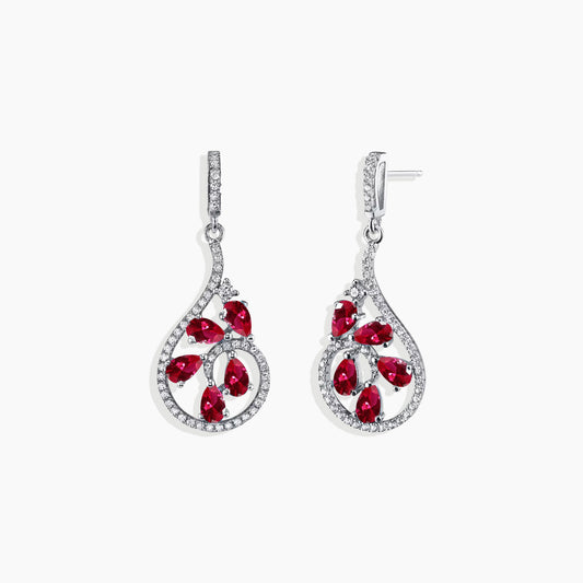 Ruby Dewdrop Earrings in Sterling Silver