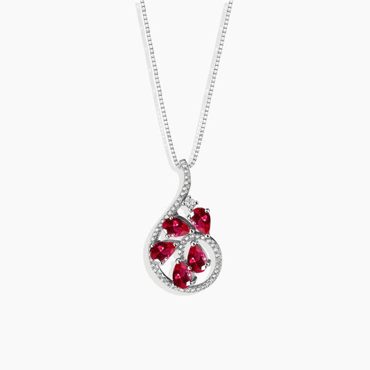 Ruby Dewdrop Necklace in Sterling Silver