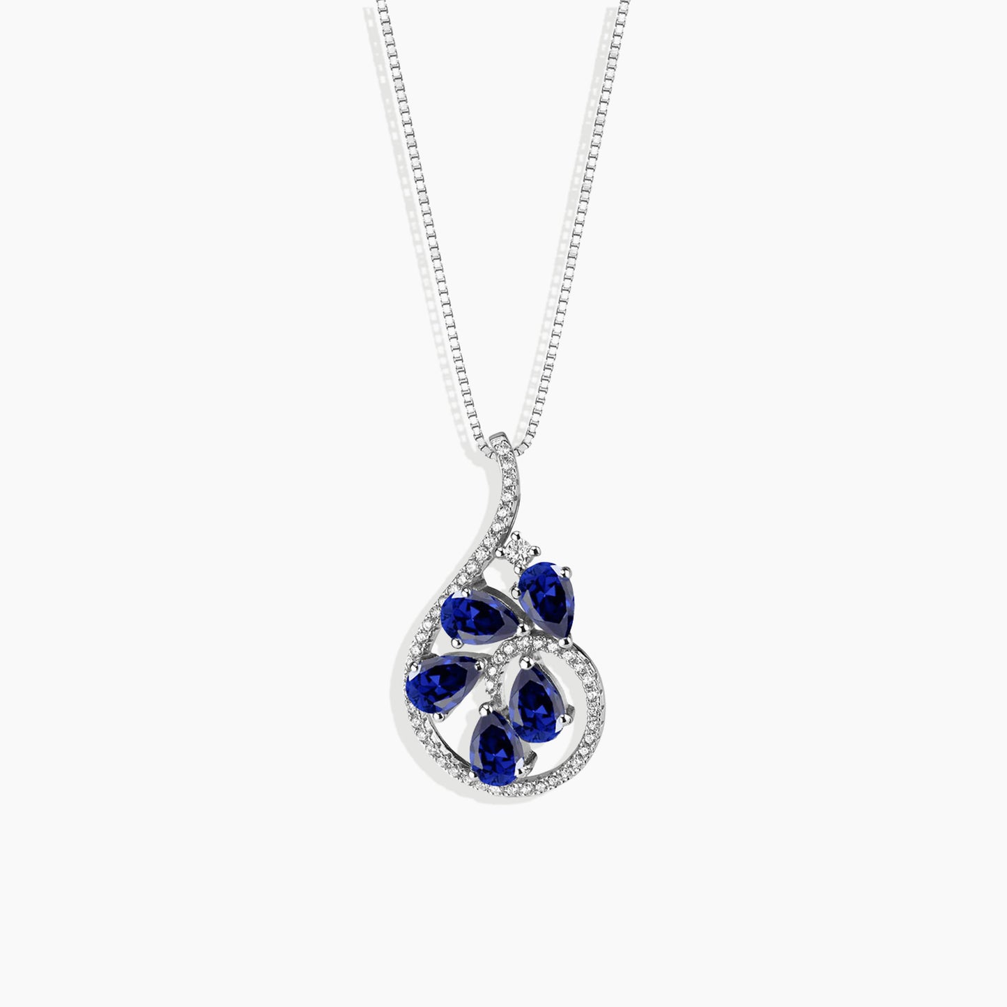 Sapphire Dewdrop Necklace in Sterling Silver