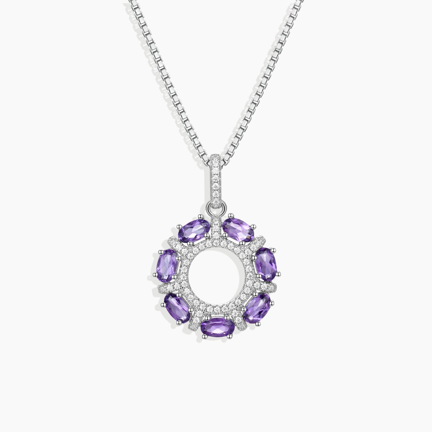 Amethyst Galaxy Pendant Necklace in Sterling Silver