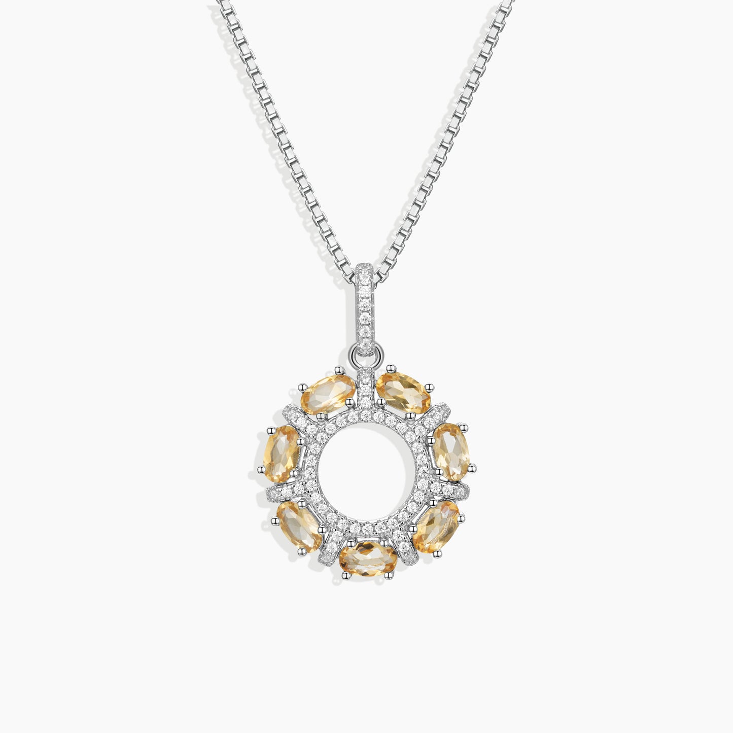 Citrine Galaxy Pendant Necklace in Sterling Silver