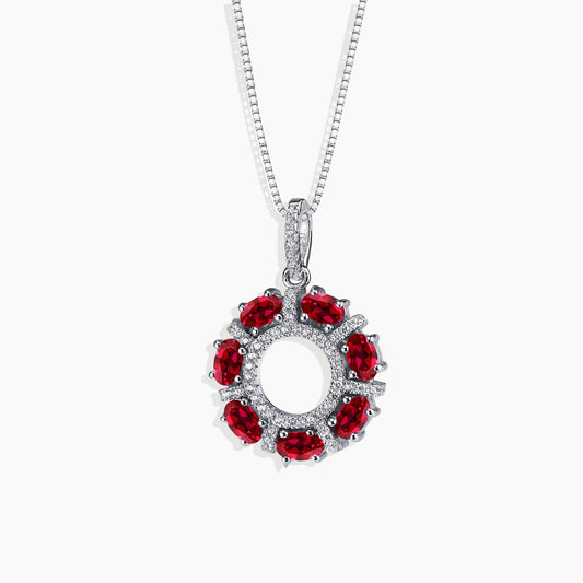 Ruby Galaxy Pendant Necklace in Sterling Silver
