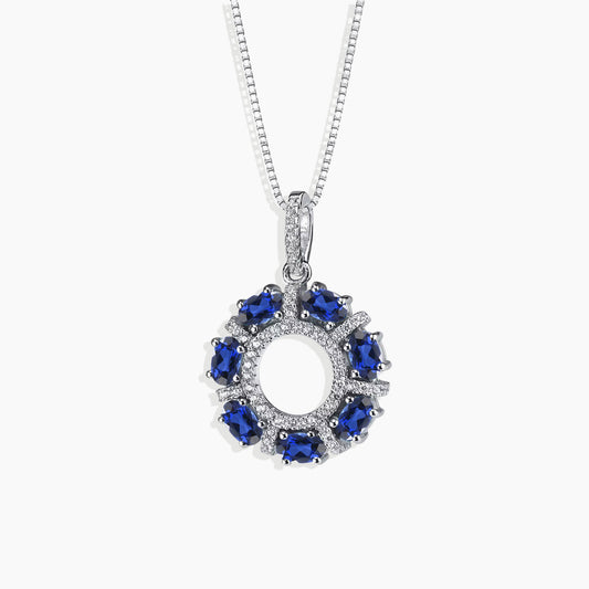Sapphire Galaxy Pendant Necklace in Sterling Silver