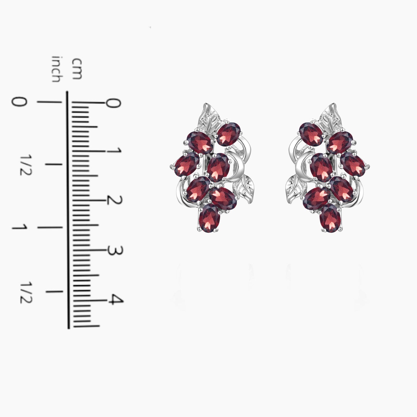 Garnet Oval Cut Snowflake Earrings in Sterling Silver