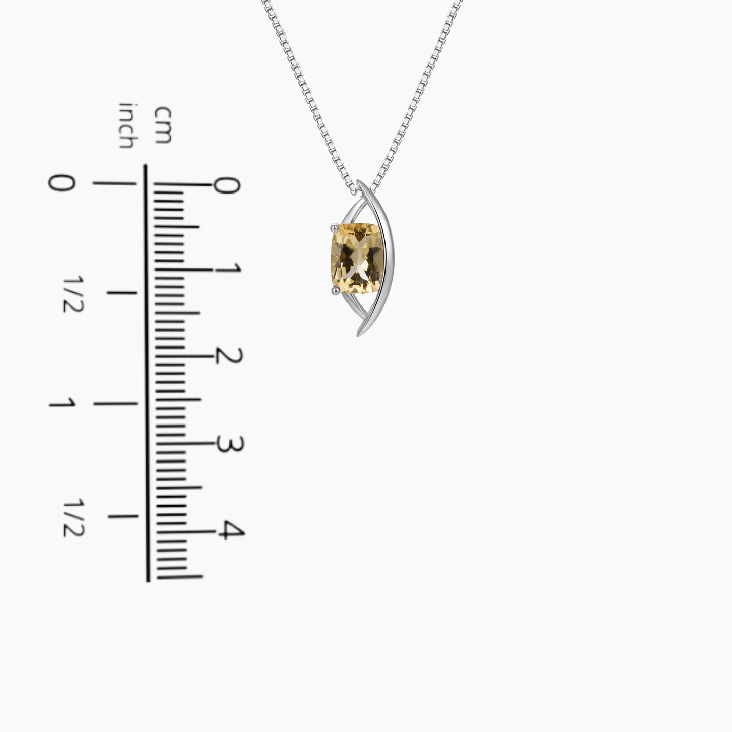 Citrine Cushion Cut Globe Necklace in Sterling Silver