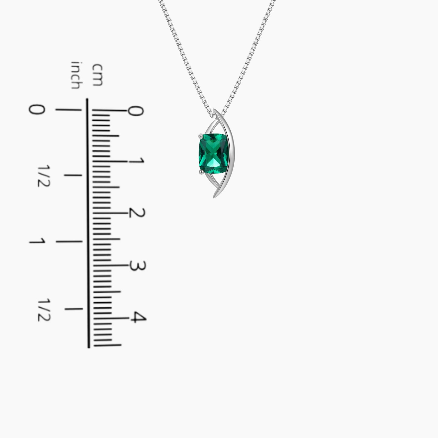 Emerald Cushion Cut Globe Necklace in Sterling Silver