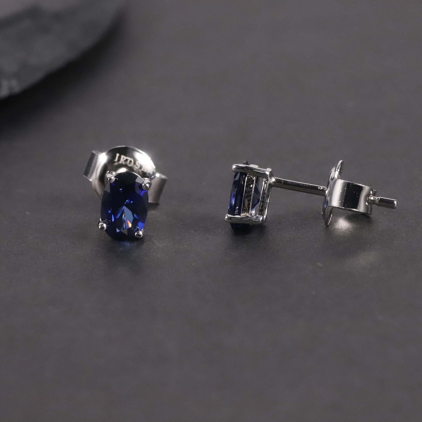 Oval Cut Stud Earrings in Sterling Silver -  Tanzanite