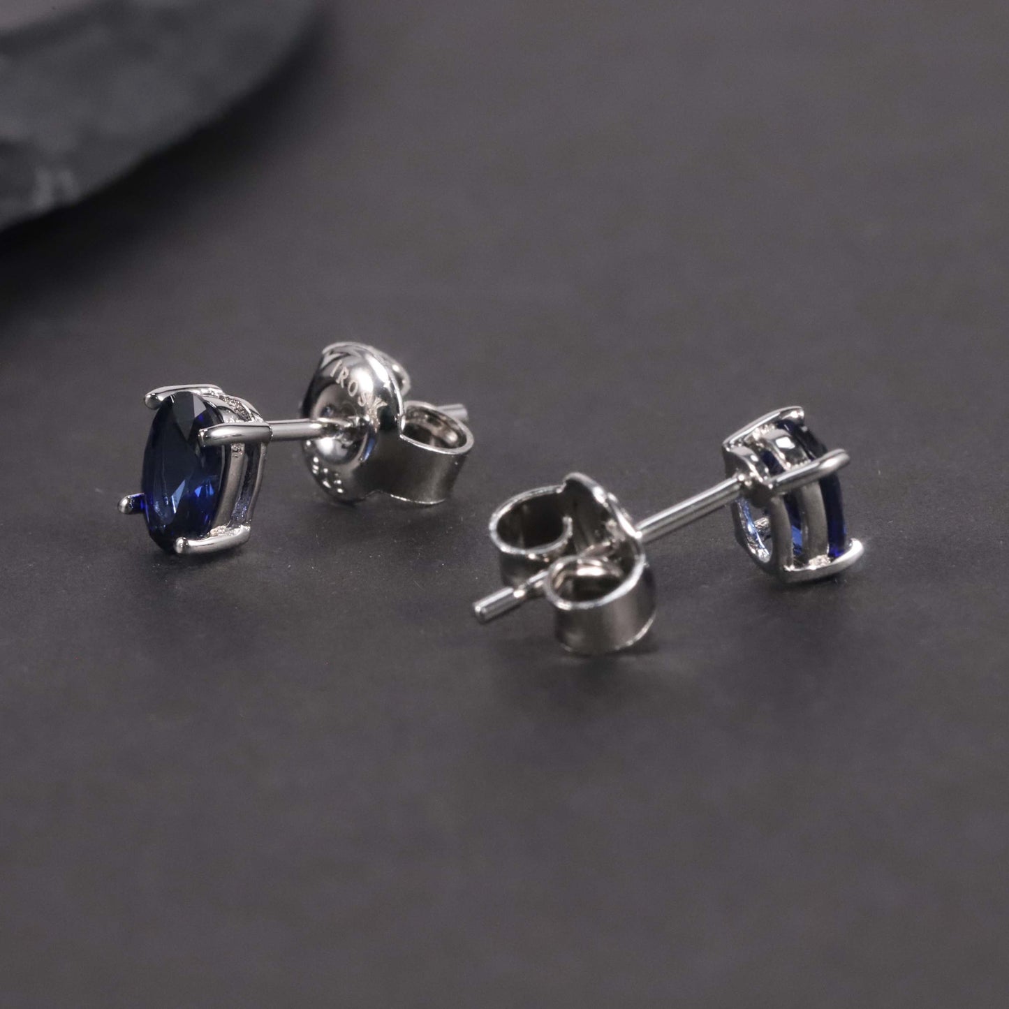 Oval Cut Stud Earrings in Sterling Silver -  Tanzanite