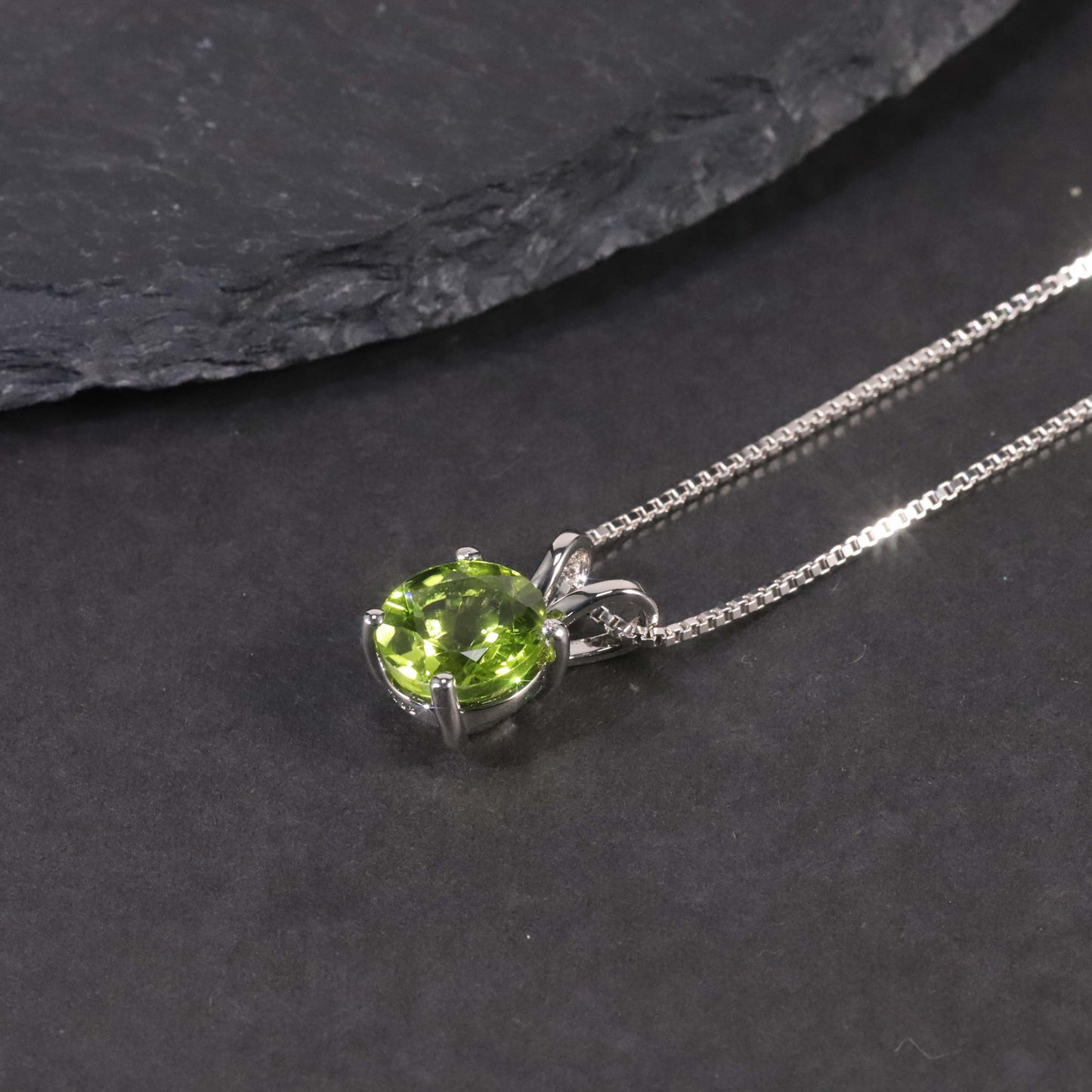Irosk Round Cut Necklace in Sterling Silver -  Peridot