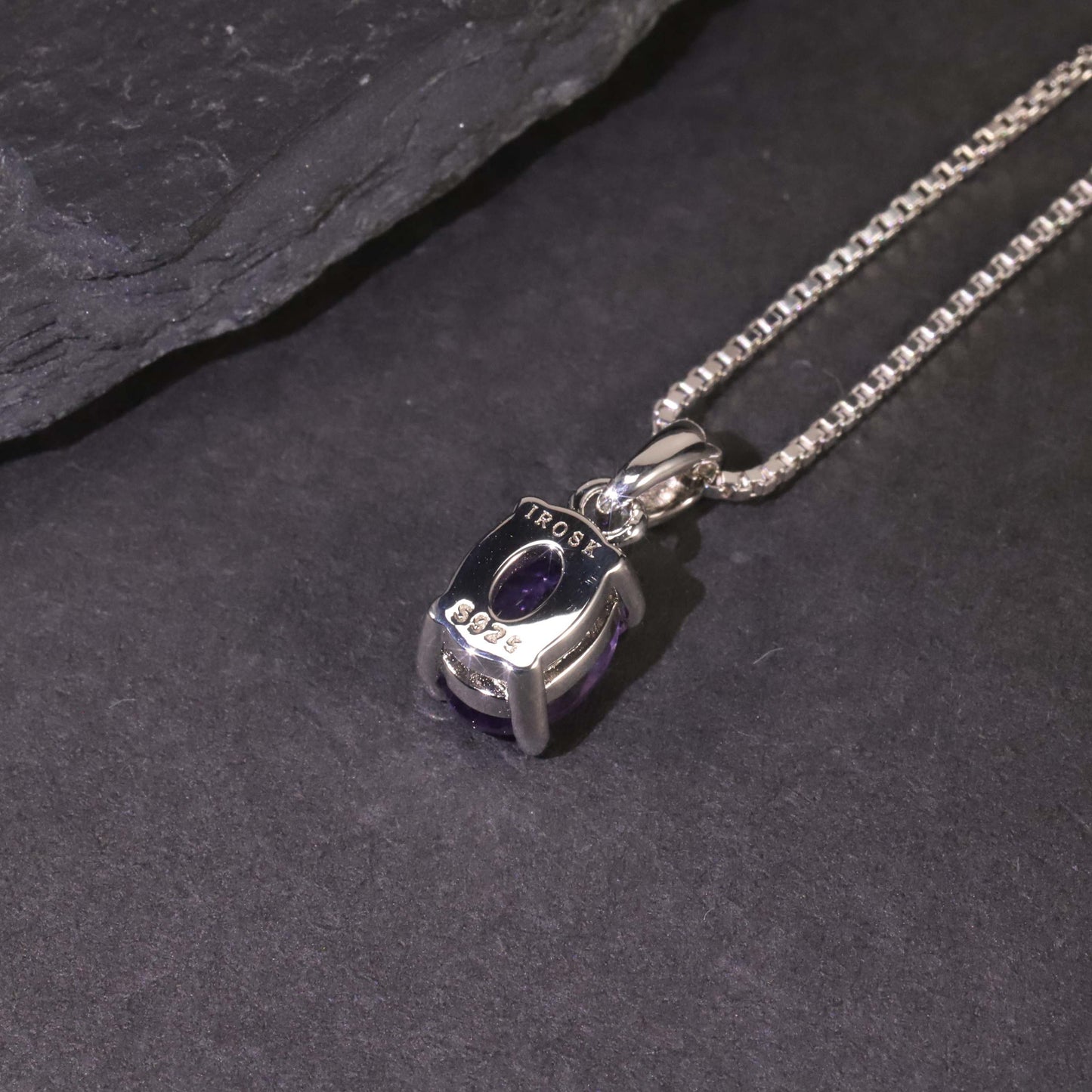 Irosk Oval Cut Necklace in Sterling Silver -  Amethyst