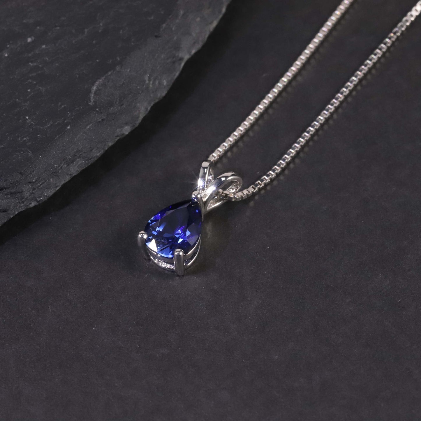 Irosk Pear Cut Necklace in Sterling Silver -  Tanzanite