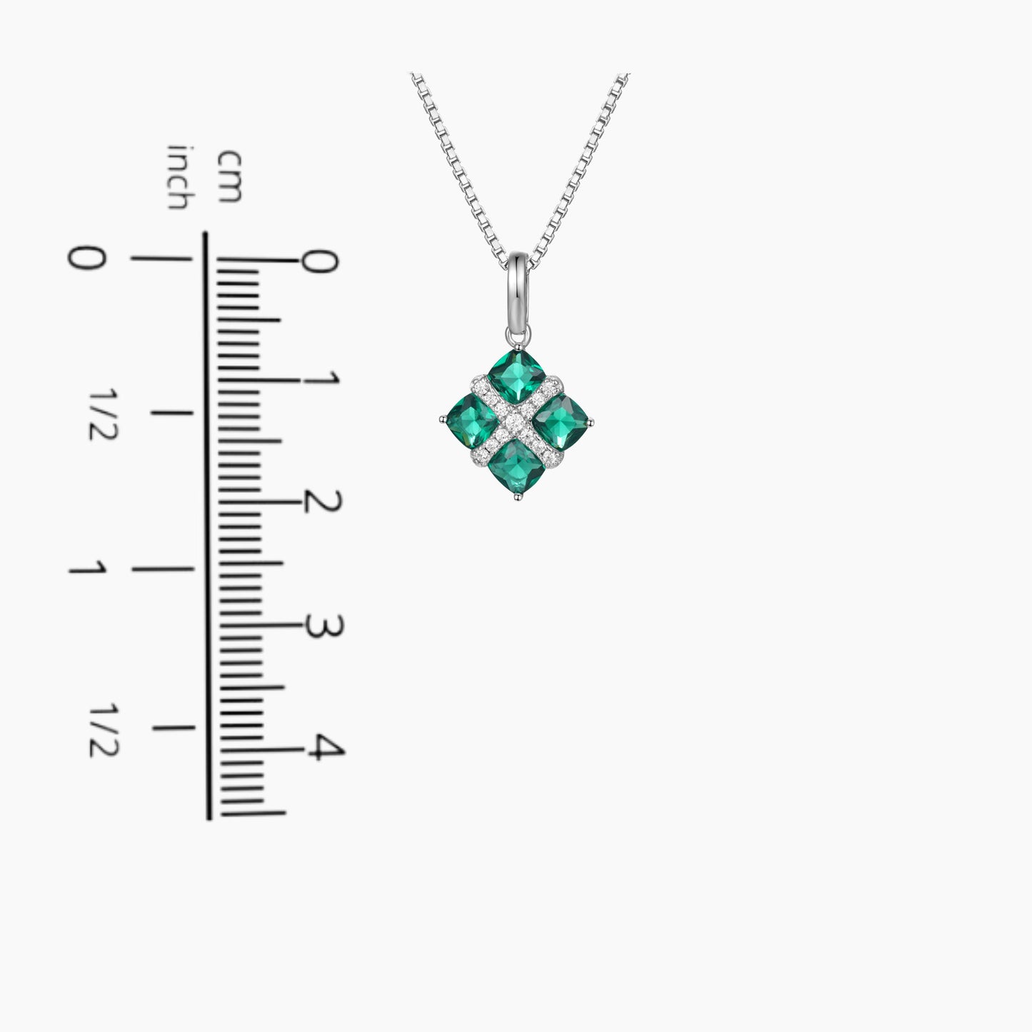 Emerald Infanta Charm Necklace in Sterling Silver