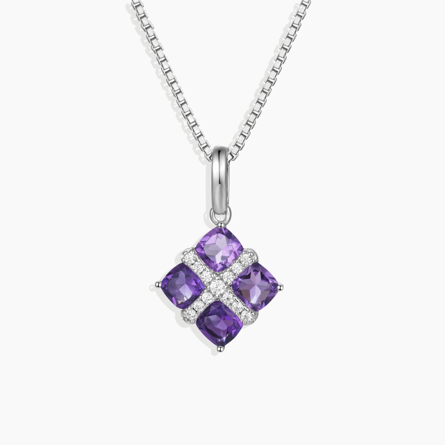 Amethyst Infanta Charm Necklace in Sterling Silver
