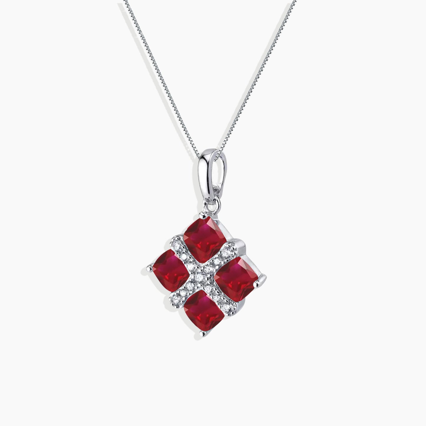 Ruby Infanta Charm Necklace in Sterling Silver