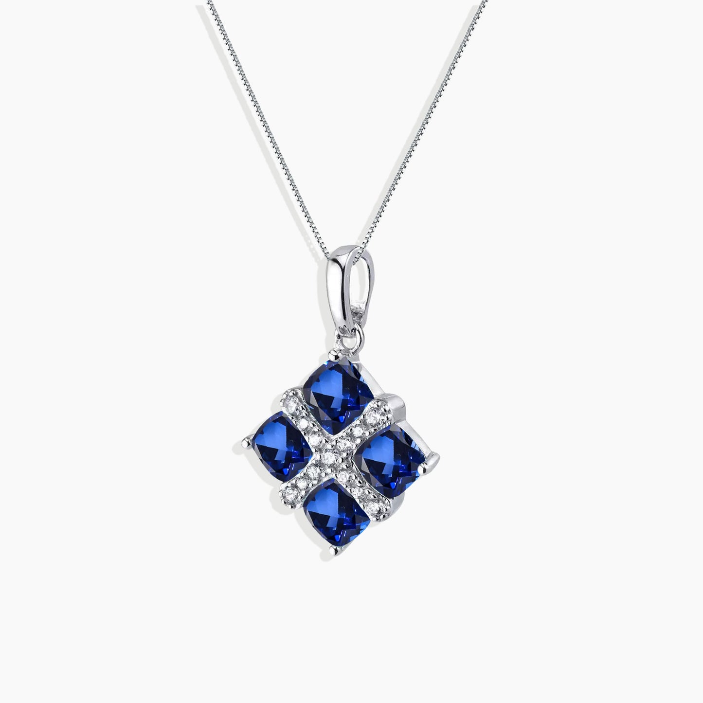 Sapphire Infanta Charm Necklace in Sterling Silver