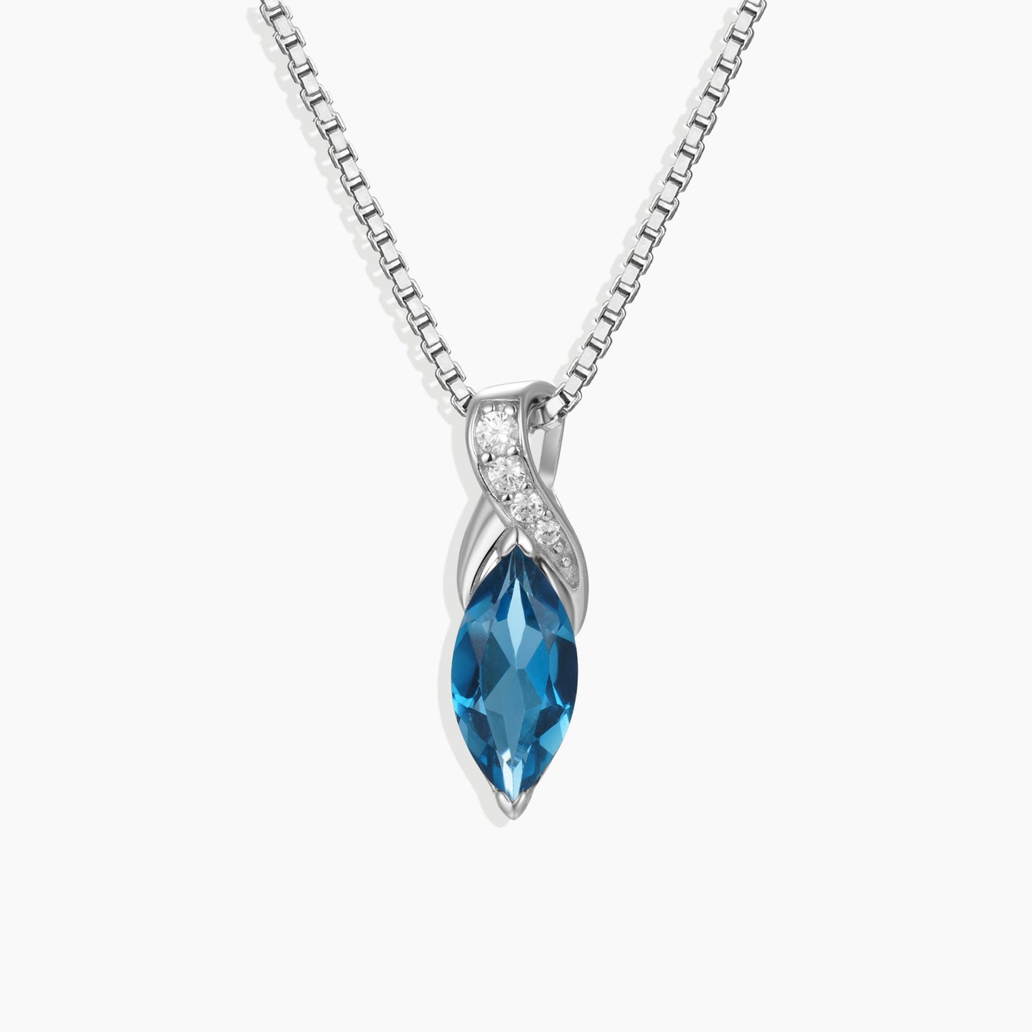 London Blue Topaz Infinity Pendant Necklace in Sterling Silver