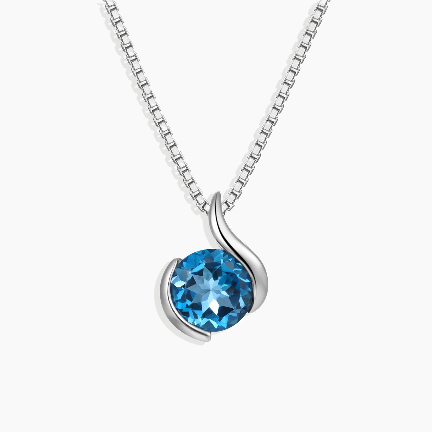 London Blue Topaz Monarch Pendant Necklace in Sterling Silver
