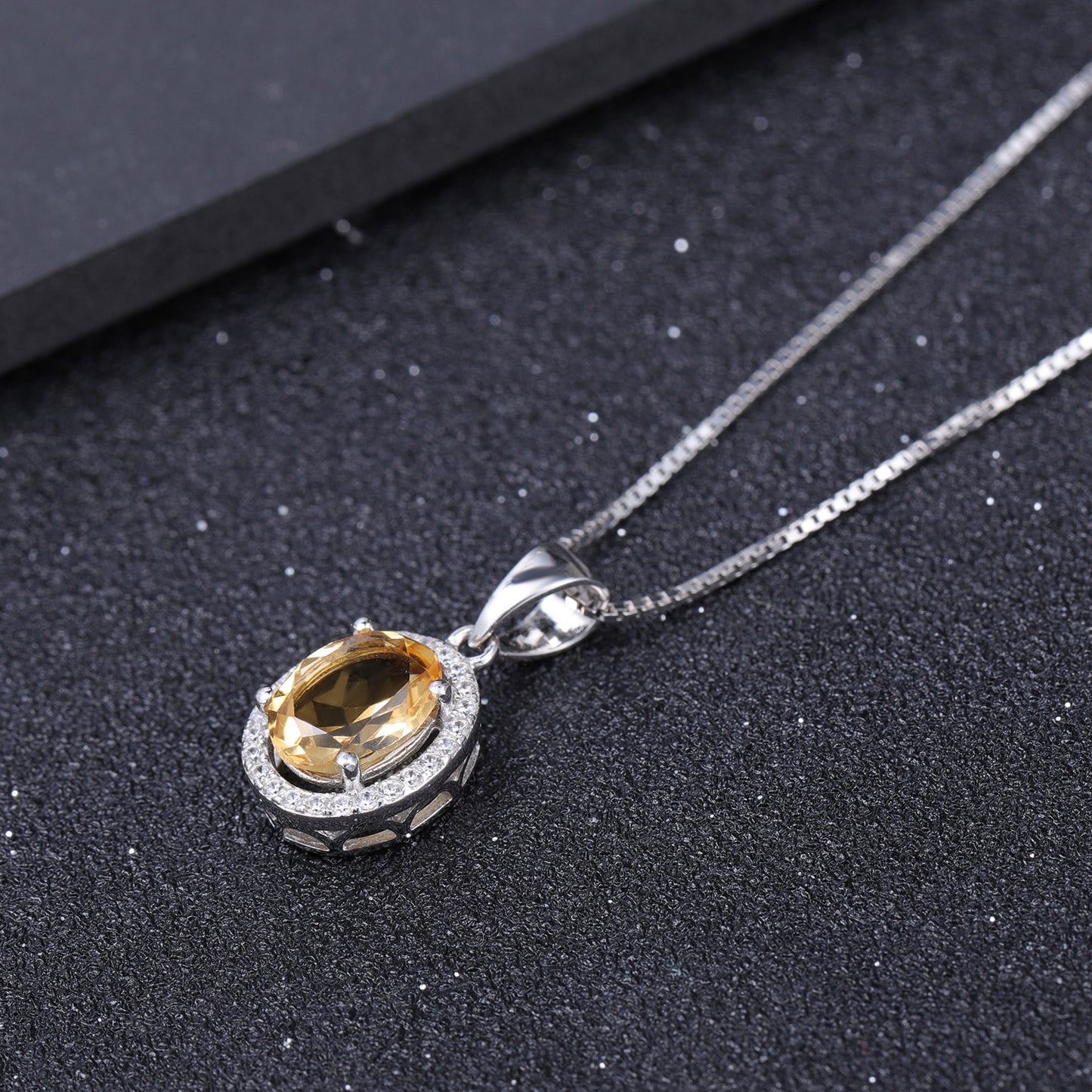 Citrine Oval Cut Regal Pendant Necklace in Sterling Silver
