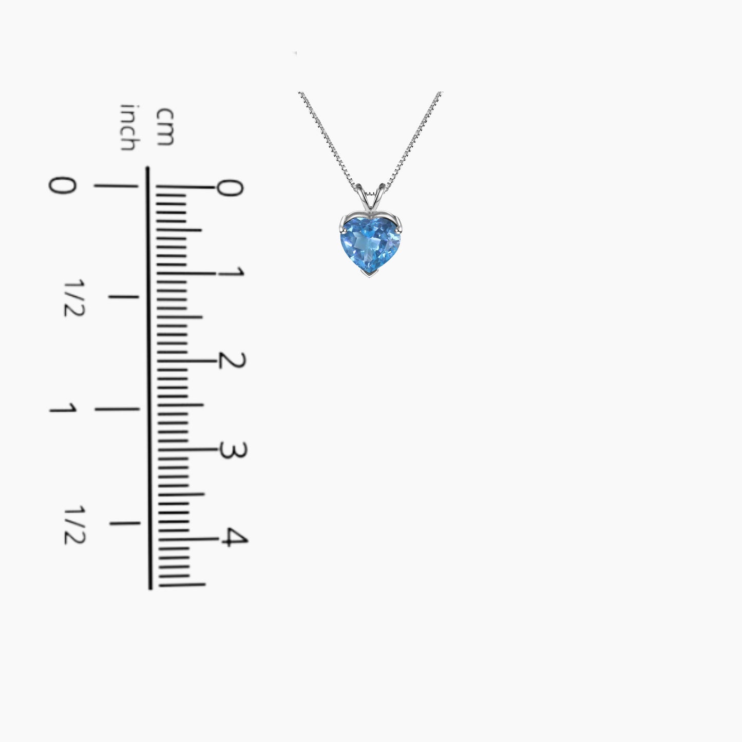 Heart Shaped Gemstone Necklace in Sterling Silver -  Swiss Blue Topaz