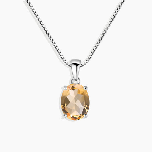 Irosk Oval Cut Necklace in Sterling Silver -  Citrine