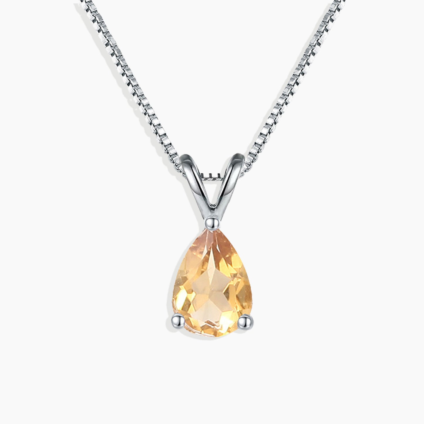Irosk Pear Cut Necklace in Sterling Silver -  Citrine