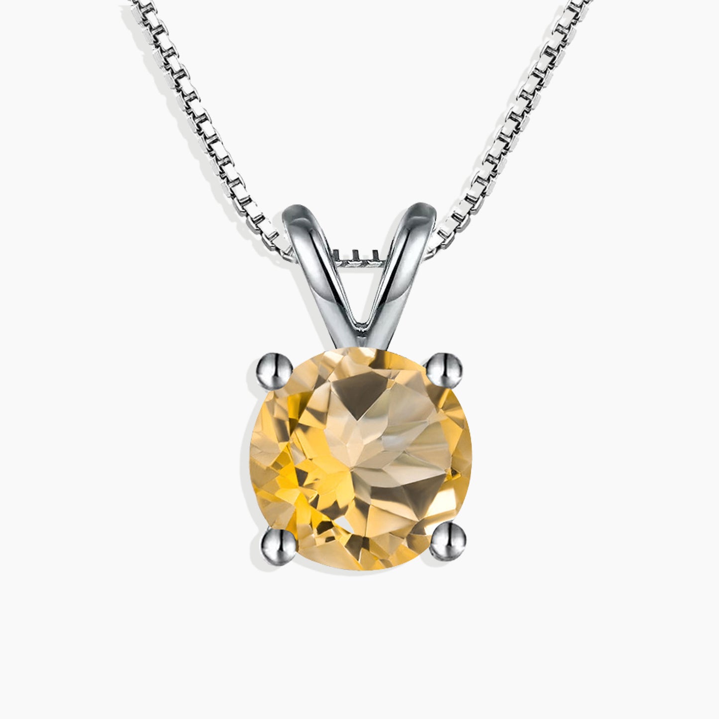Irosk Round Cut Necklace in Sterling Silver -  Citrine