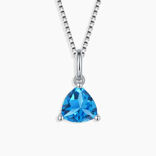 Irosk Trillion Shape Necklace in Sterling Silver -  Swiss Blue Topaz