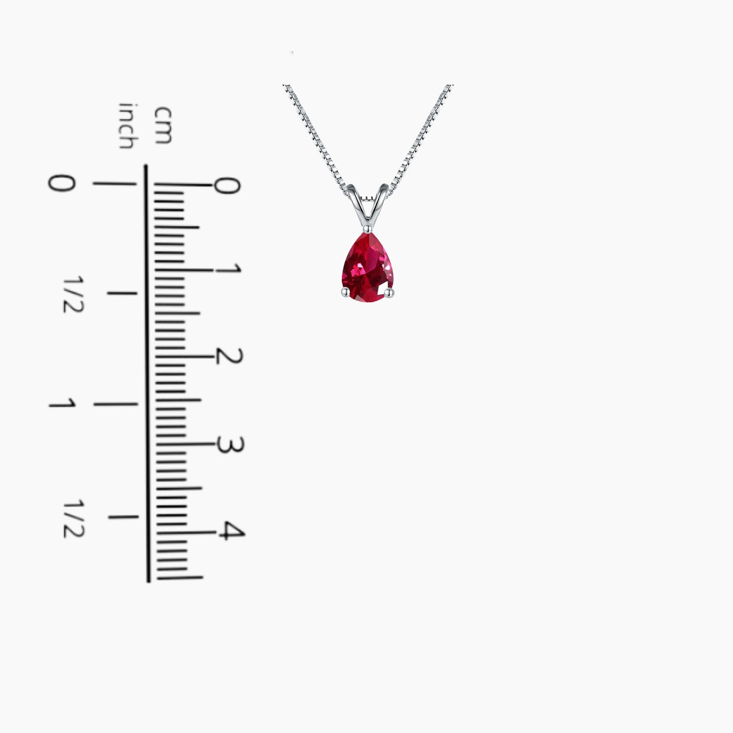 Irosk Pear Cut Necklace in Sterling Silver -  Ruby