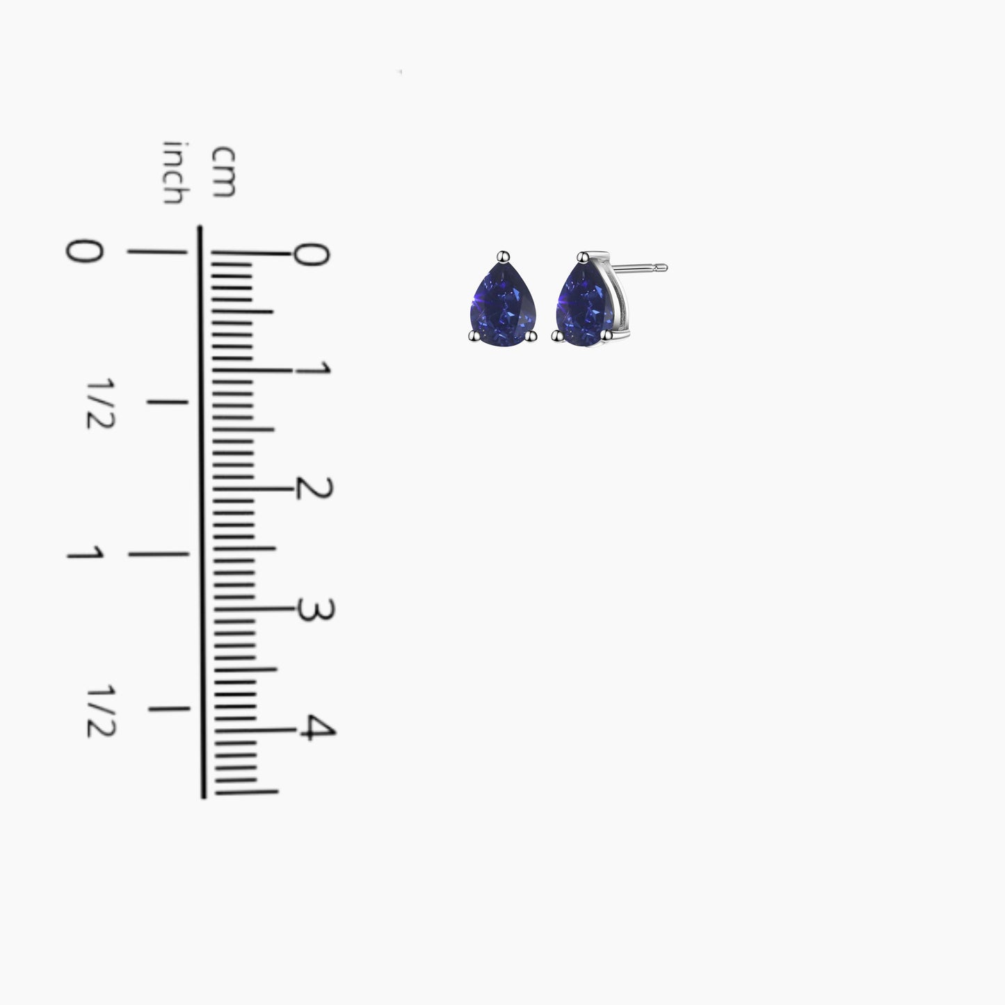 Pear Cut Stud Earrings in Sterling Silver - Sapphire