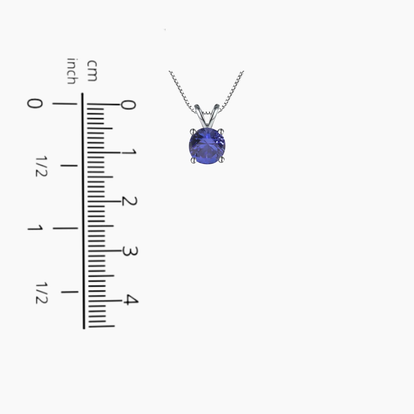 Irosk Round Cut Necklace in Sterling Silver -  Blue Sapphire