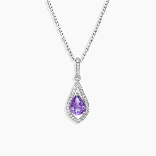 Amethyst Solitaire Pendant Necklace in Sterling Silver
