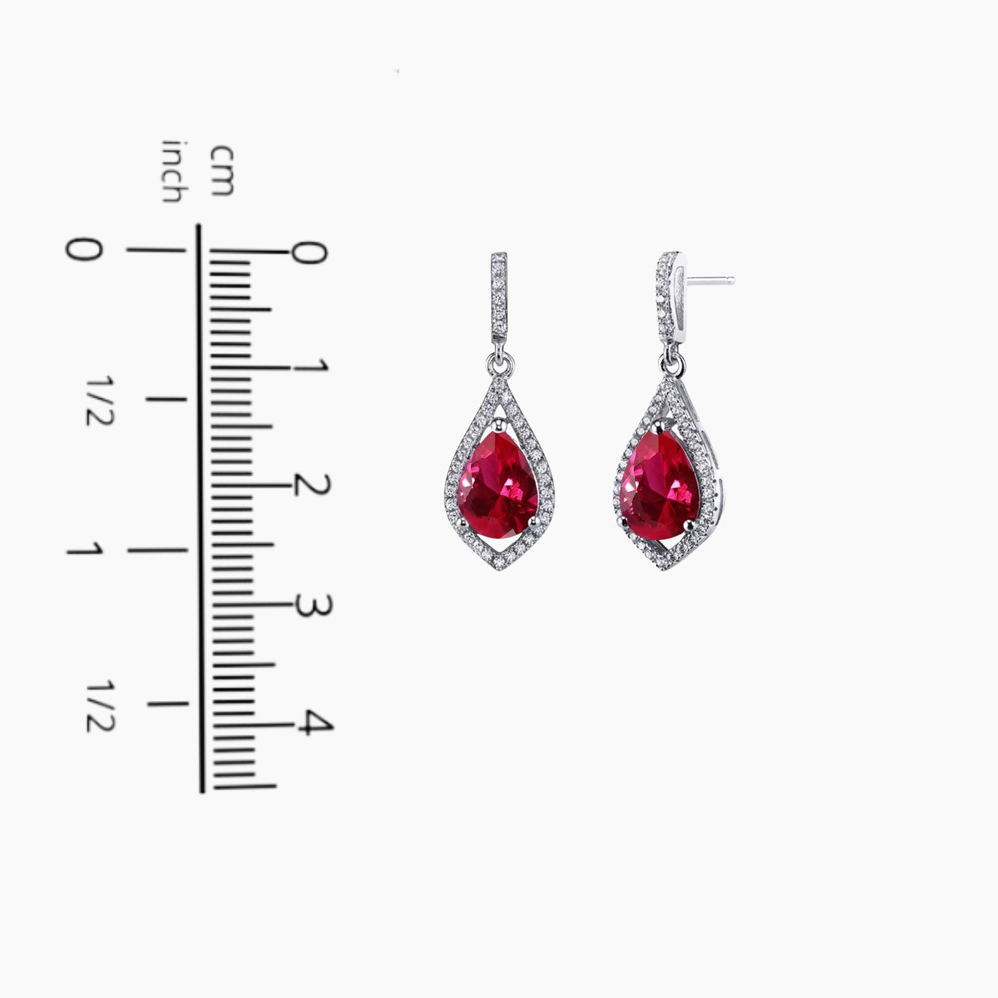 Ruby Solitaire Earrings in Sterling Silver