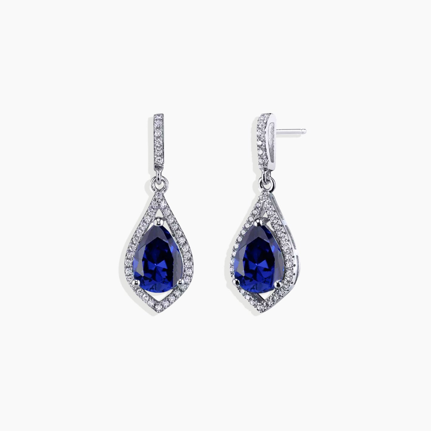Sapphire Solitaire Earrings in Sterling Silver