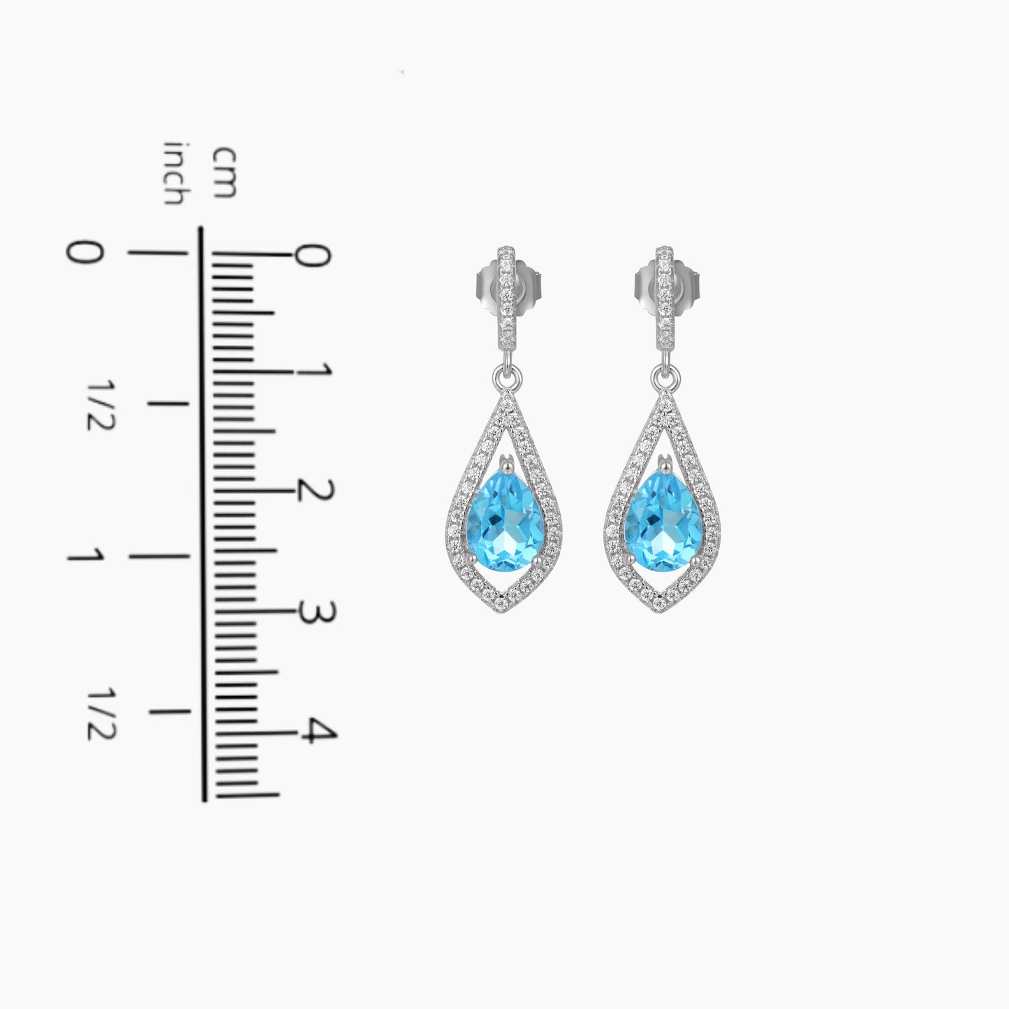 Swiss Blue Topaz Solitaire Earrings in Sterling Silver