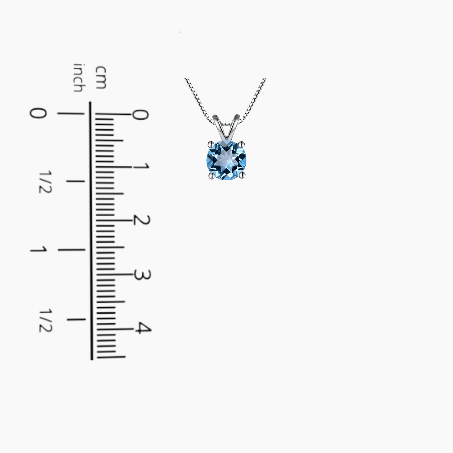 Irosk Round Cut Necklace in Sterling Silver -  Swiss Blue Topaz